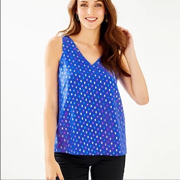 Lilly Pulitzer Tops - 🌺 Lilly Pulitzer Florin blue Moroccan metallic top small